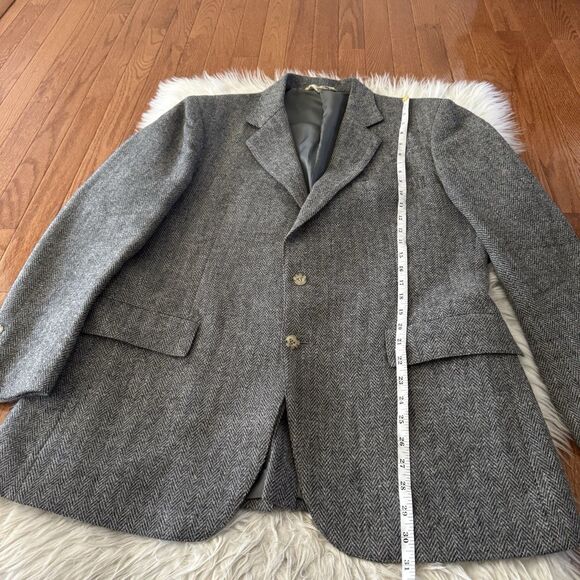 Vintage Wool Tweed Herringbone Blazer Mens 44R Gray Japan Jacket Sport Coat READ - Picture 9 of 13